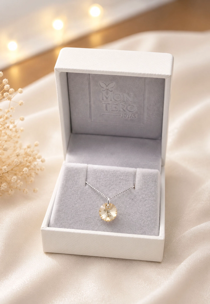 Collar Punto de Luz Plata 925 Cristal Swarovski® Golden Shadow - 7