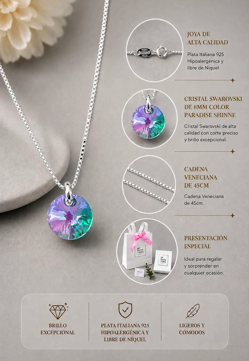 Collar Punto de Luz Plata 925 con cristales de Swarovski® Paradise Shinne - 6
