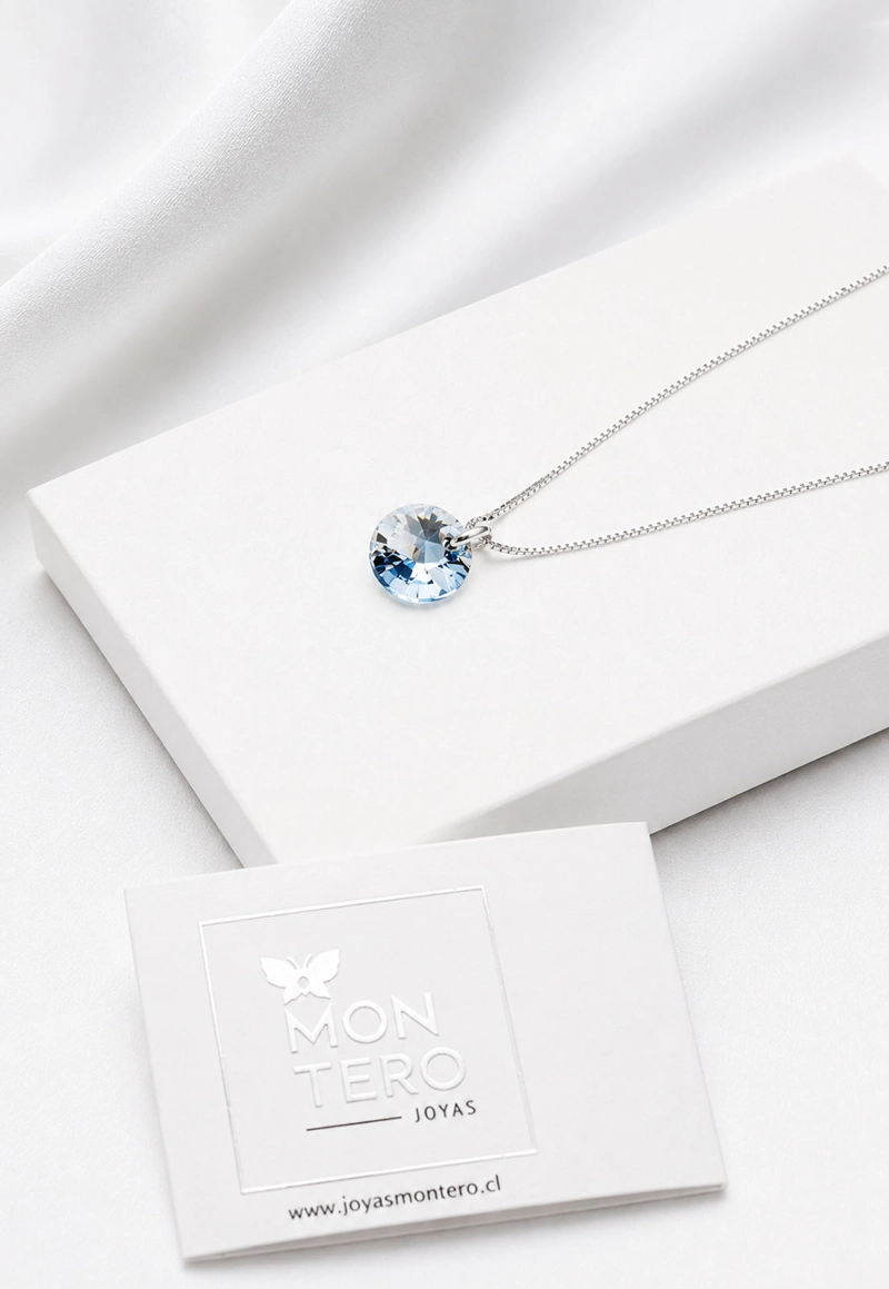 Collar Punto de Luz Plata 925 Cristal  Swarovski® Blue Shade - 6