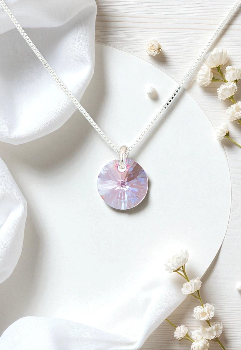 Collar Punto de Luz Plata 925 con cristales de Swarovski® Light Rose - 1
