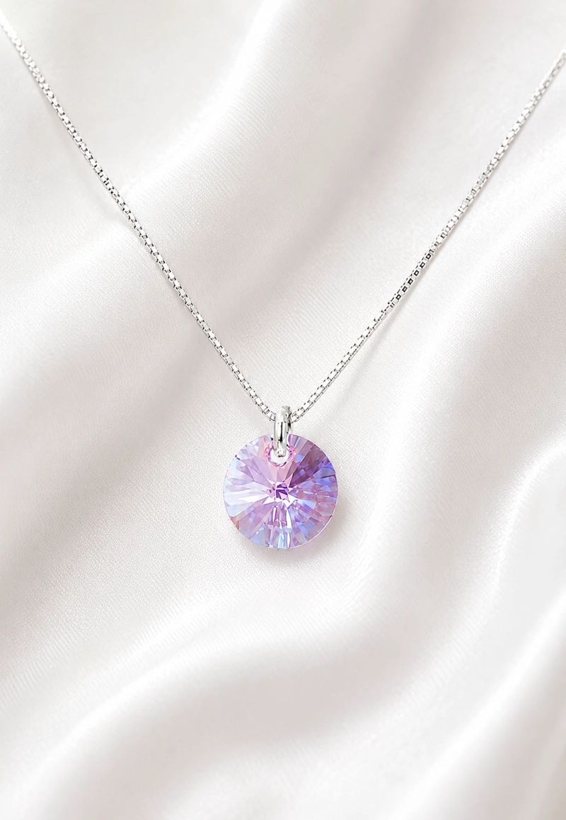 Collar Punto de Luz Plata 925 Cristal Swarovski® Light Rose - 8