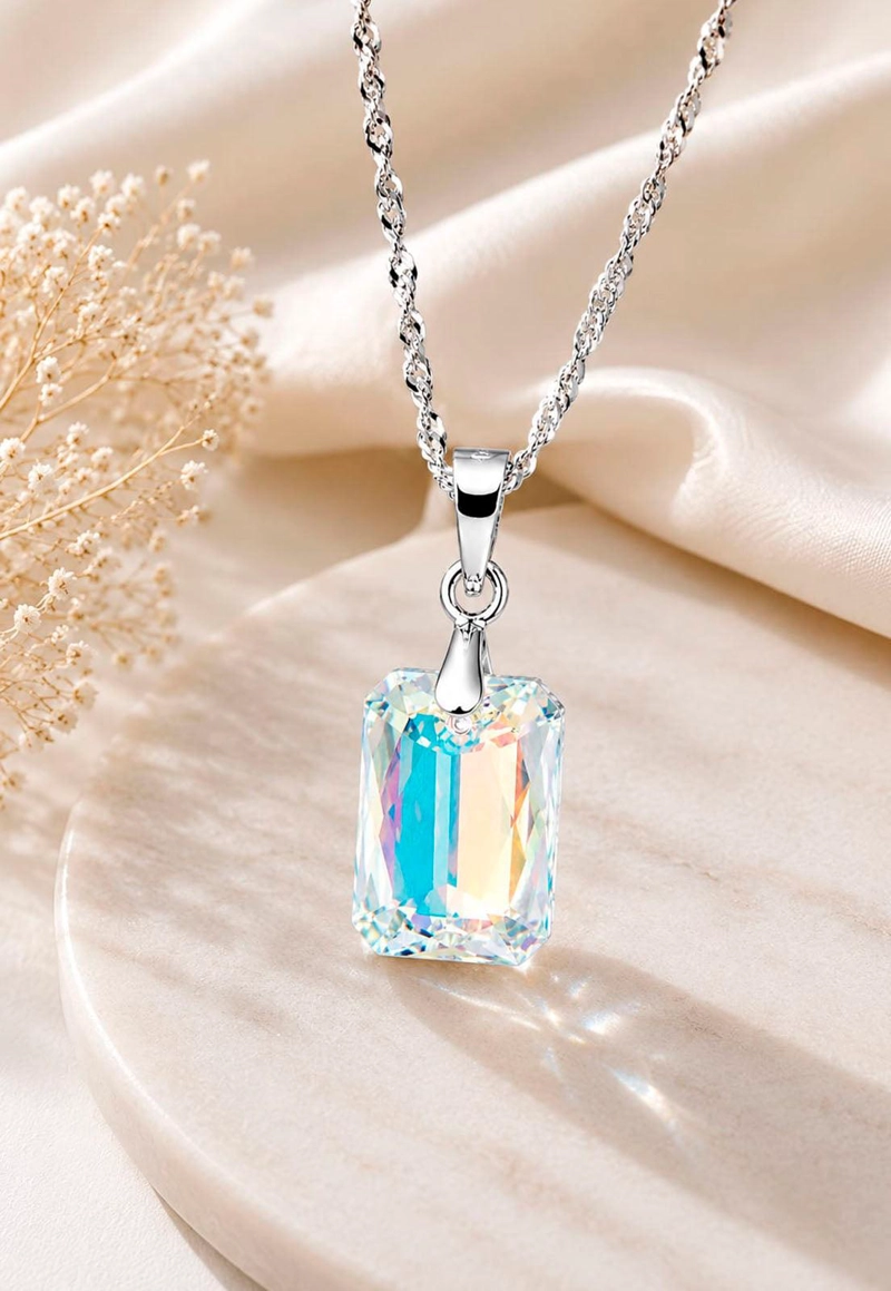 COLLAR GRAN ESTEFANIA PLATA 925 CRISTAL SWAROVSKI® AURORA BOREAL - 4