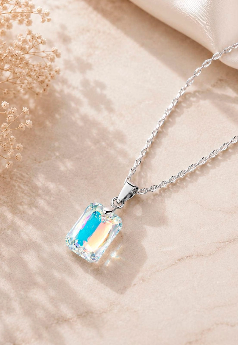 COLLAR GRAN ESTEFANIA PLATA 925 CRISTAL SWAROVSKI® AURORA BOREAL - 5