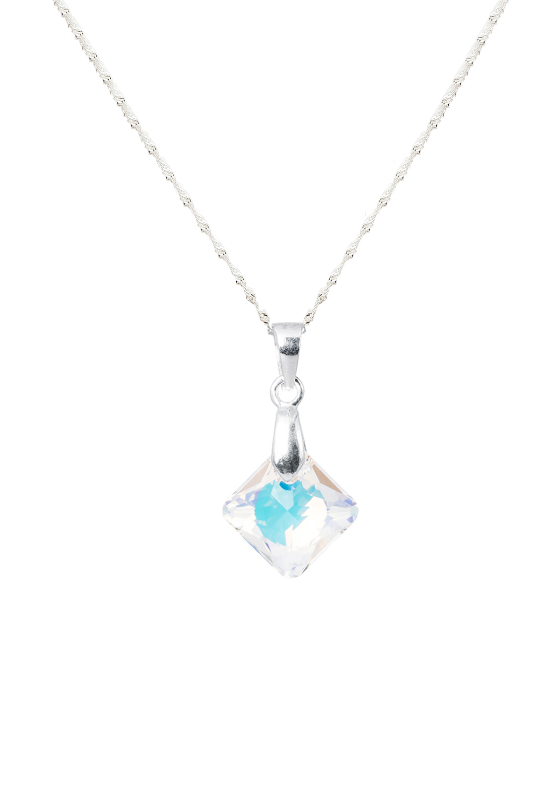 Collar Cristina Plata Italiana 925 y Cristal Genuino Aurora Boreal Joyas Montero - 1