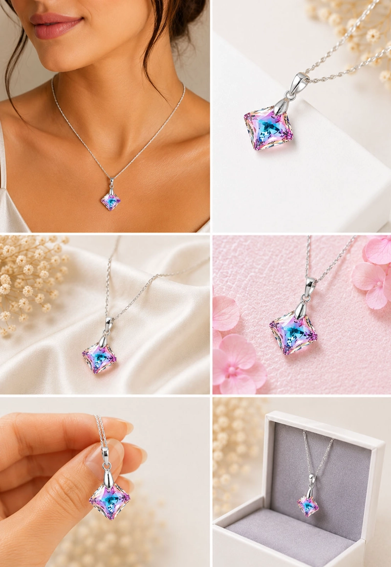 Collar Cristina Plata 925 Cristal SWAROVSKI® Vitral Light - 8