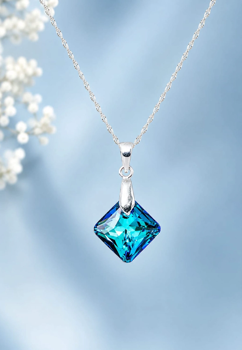 Collar Cristina Plata Italiana Cristal SWAROVSKI® Bermuda Blue - 2