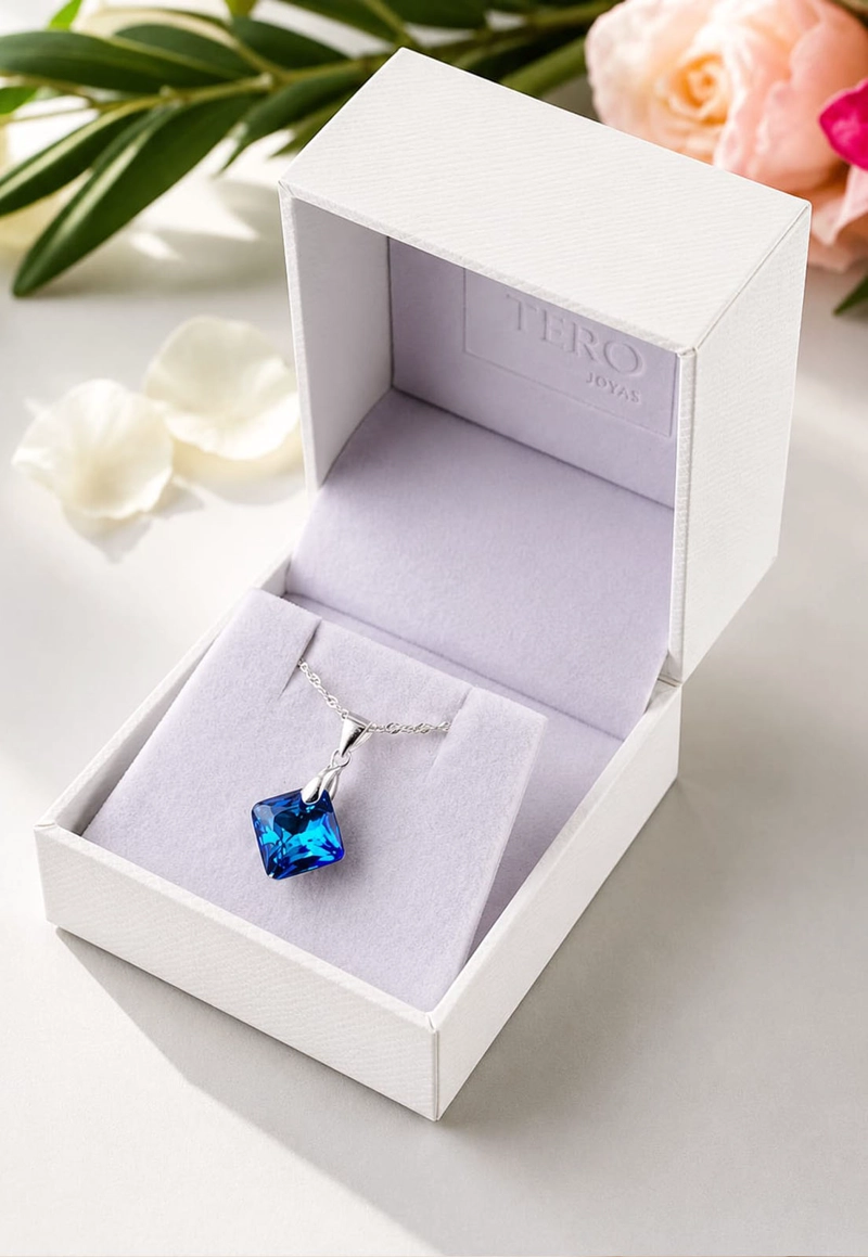 Collar Cristina Plata Italiana Cristal SWAROVSKI® Bermuda Blue - 3