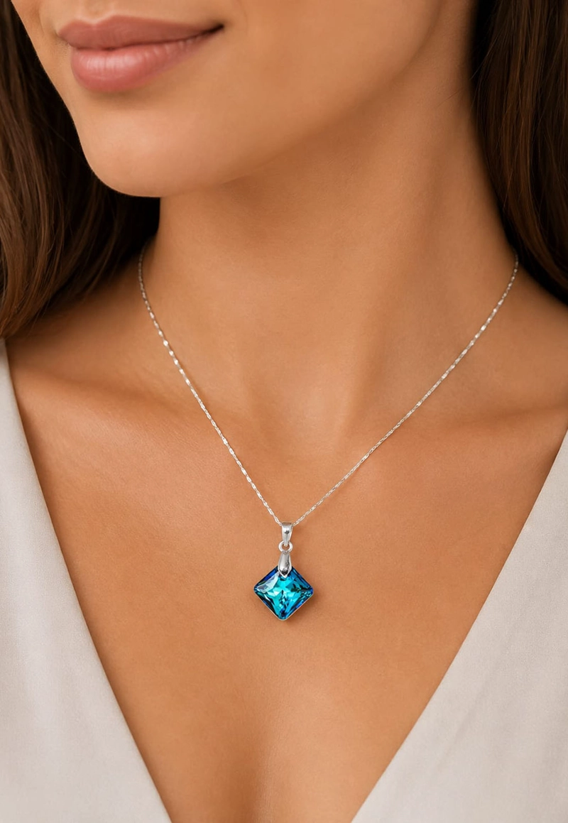 Collar Cristina Plata Italiana Cristal SWAROVSKI® Bermuda Blue - 4