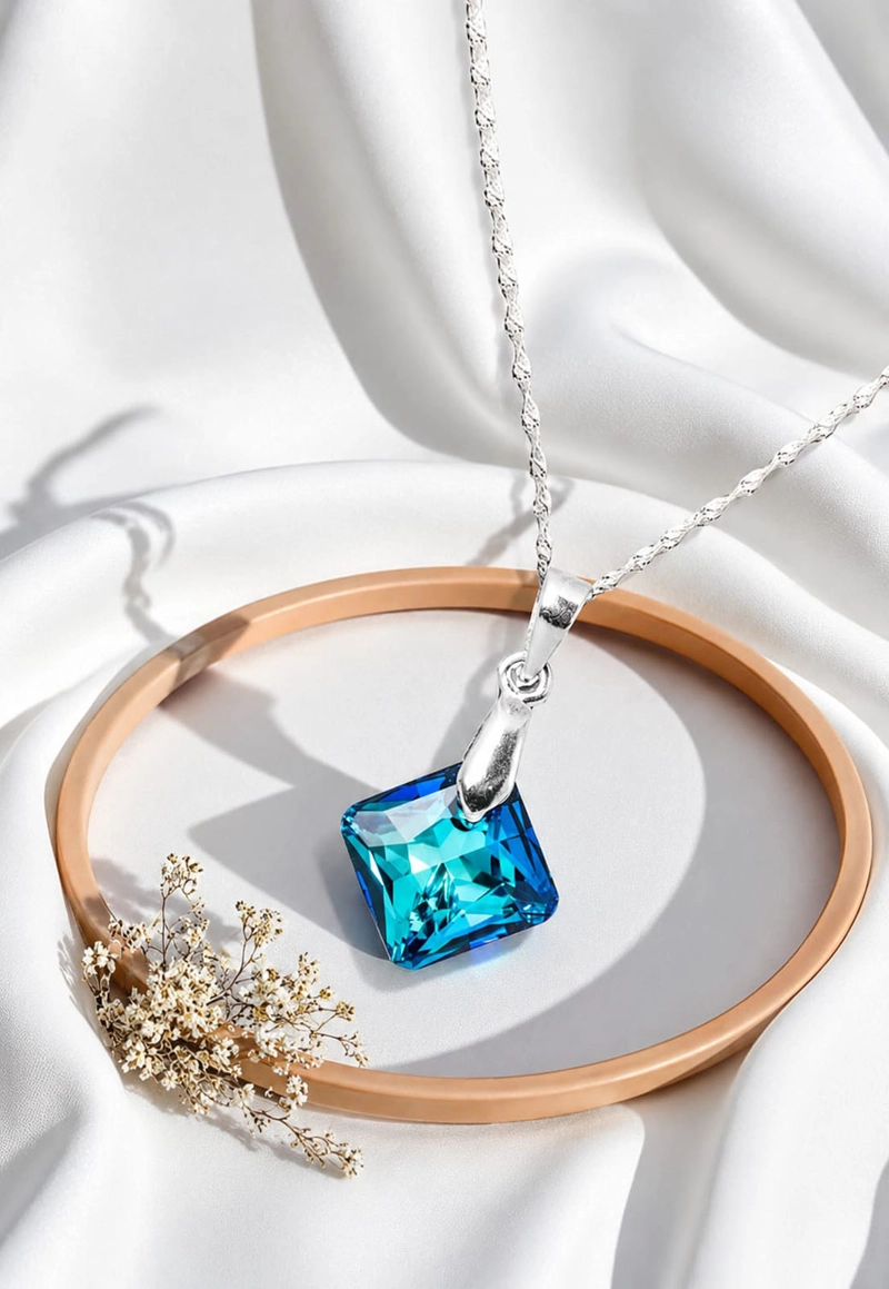 Collar Cristina Plata Italiana Cristal SWAROVSKI® Bermuda Blue - 6