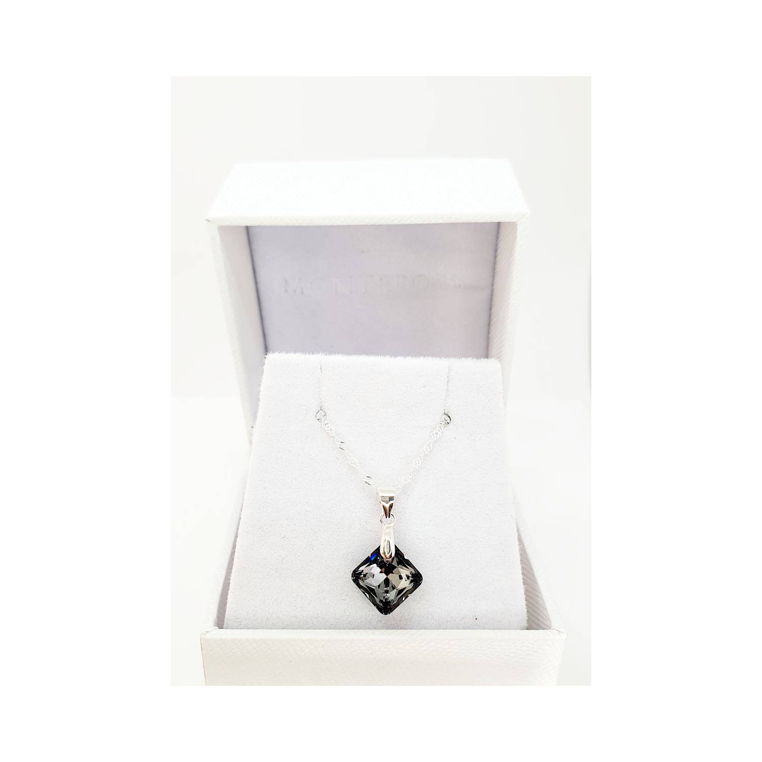 Collar Cristina Plata Italiana 925 y Cristal Genuino Silver Night JOYAS MONTERO - 2