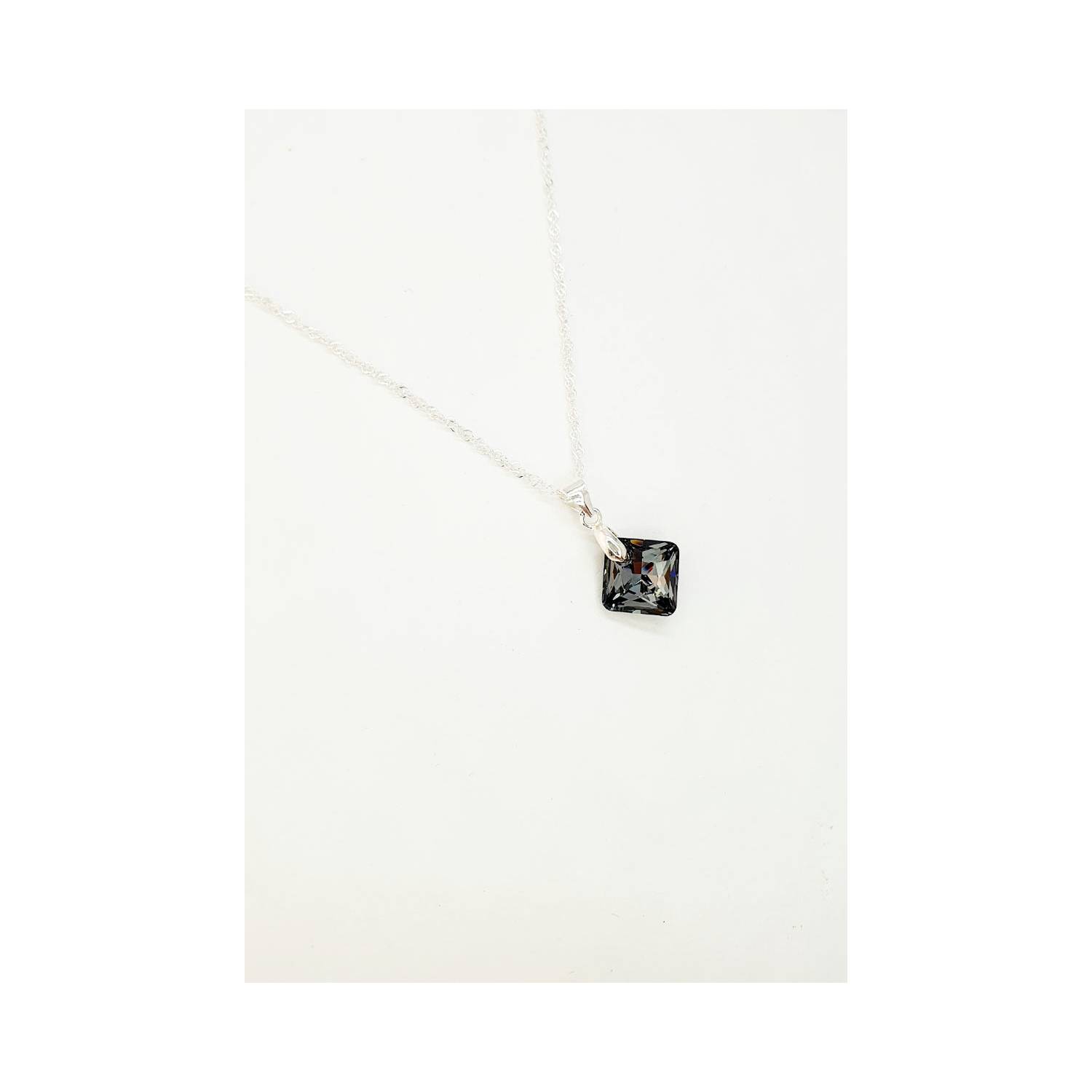 Collar Cristina Plata Italiana 925 y Cristal Genuino Silver Night JOYAS MONTERO - 3