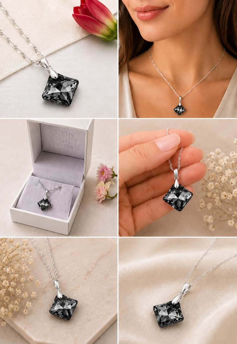 Collar Cristina Plata 925 Cristal SWAROVSKI® Silver Night - 4