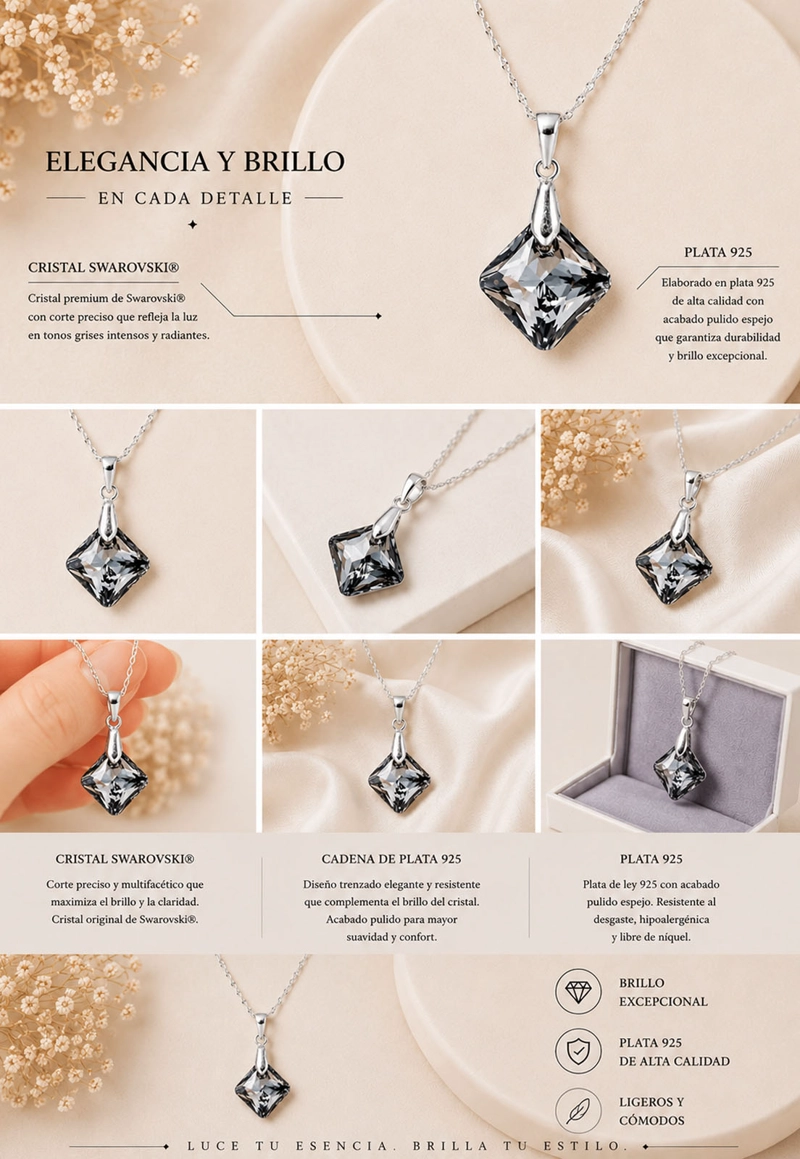Collar Cristina Plata 925 Cristal SWAROVSKI® Silver Night - 8