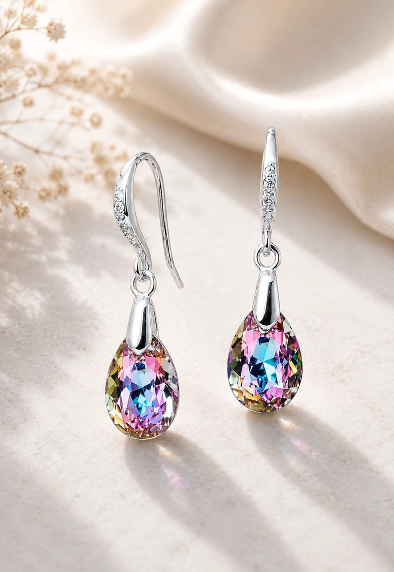 AROS GOTA DE LUZ PLATA 925 CRISTAL SWAROVSKI® VITRAL LIGHT - 4