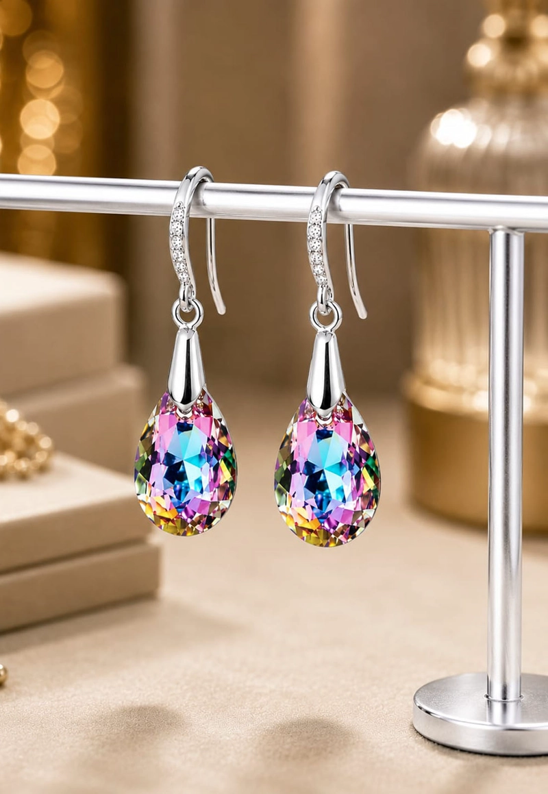 AROS GOTA DE LUZ PLATA 925 CRISTAL SWAROVSKI® VITRAL LIGHT - 6