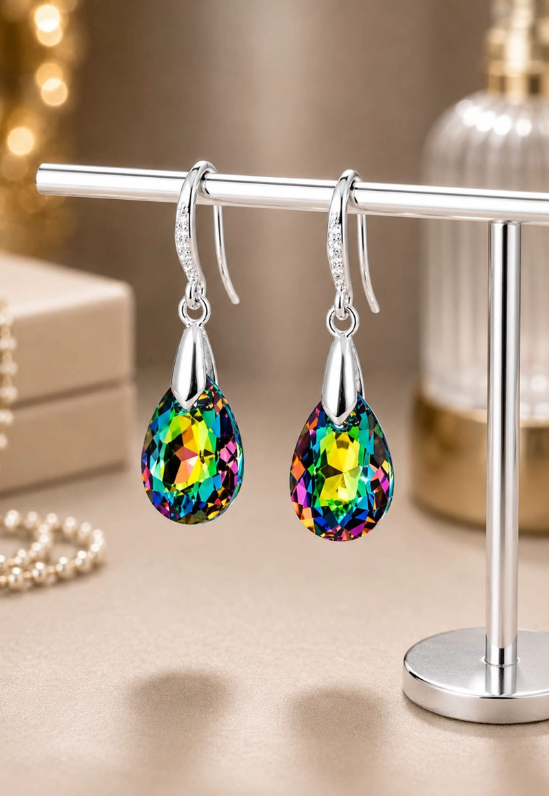 AROS GOTA DE LUZ PLATA 925 CRISTAL SWAROVSKI® VITRAL MEDIUM - 3