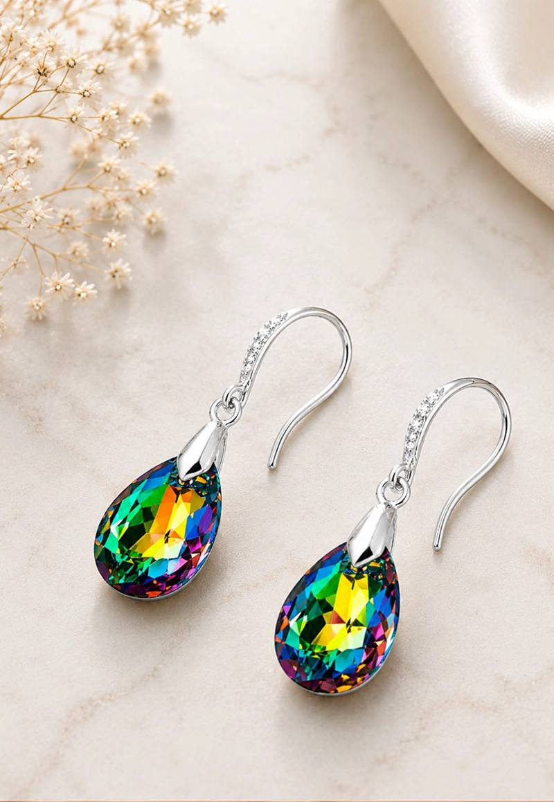 AROS GOTA DE LUZ PLATA 925 CRISTAL SWAROVSKI® VITRAL MEDIUM - 8