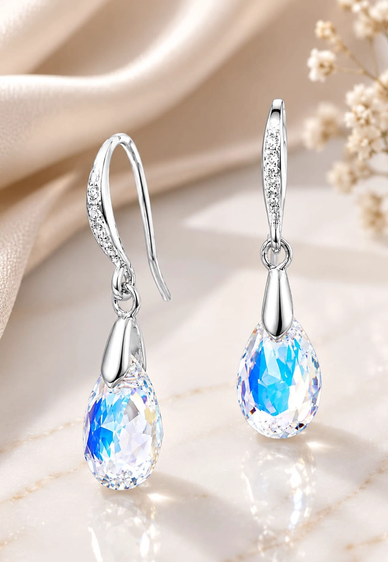 AROS GOTA DE LUZ PLATA 925 CRISTAL SWAROVSKI® AURORA BOREAL - 2