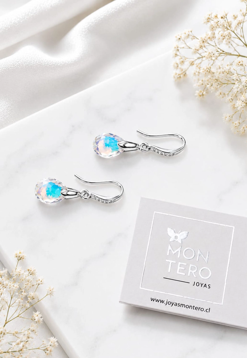 AROS GOTA DE LUZ PLATA 925 CRISTAL SWAROVSKI® AURORA BOREAL - 4
