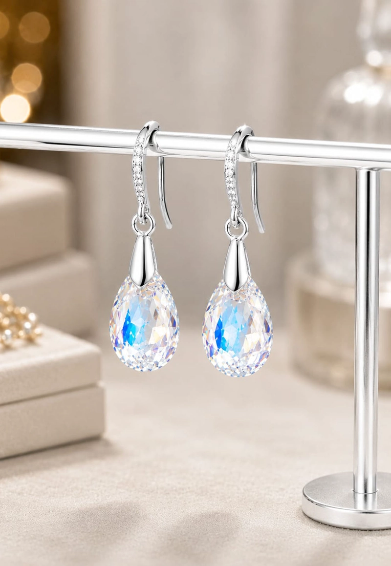 AROS GOTA DE LUZ PLATA 925 CRISTAL SWAROVSKI® AURORA BOREAL - 6