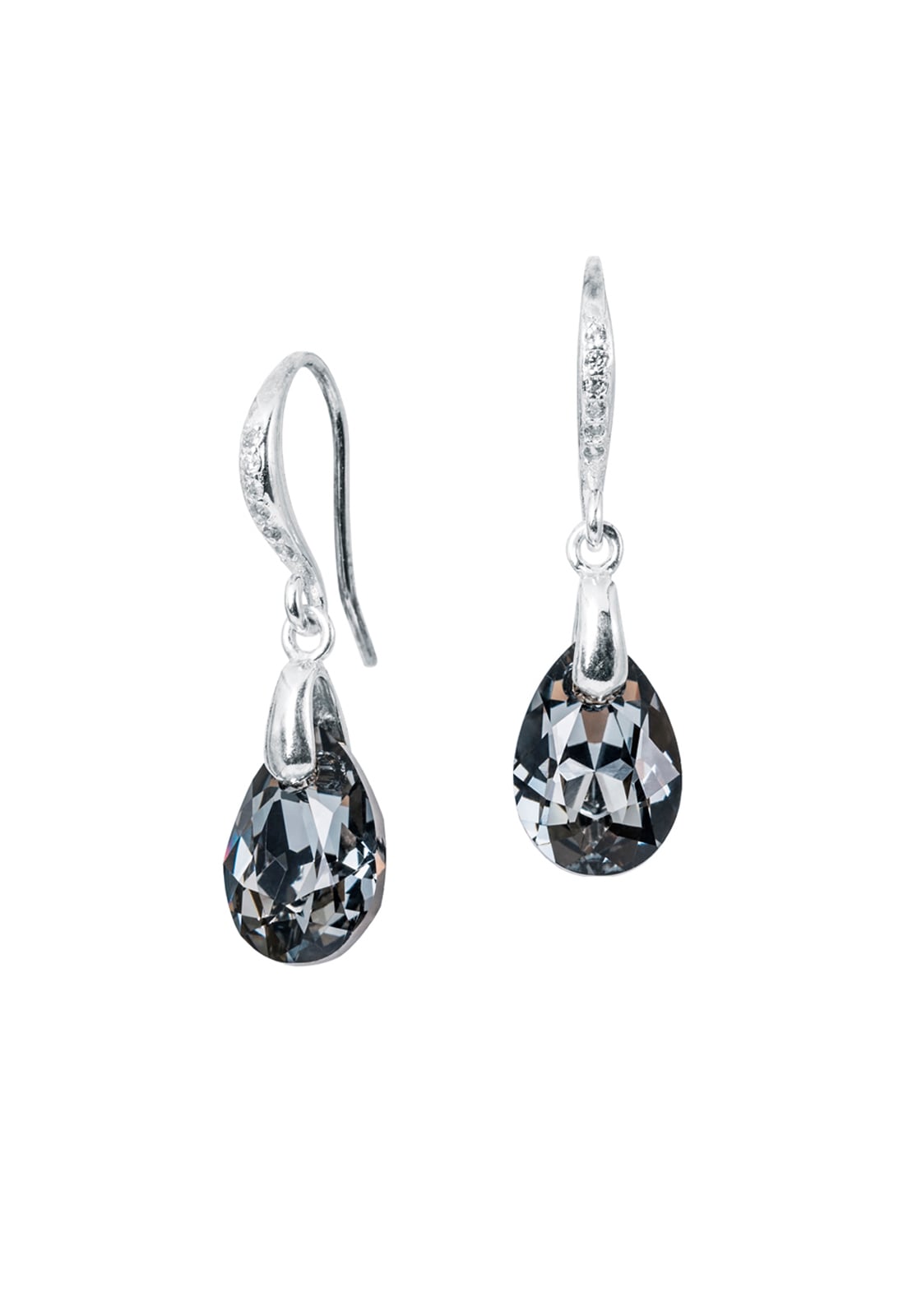 AROS GOTA DE LUZ PLATA ITALIANA 925 Y CRISTALES GENUINOS SILVER NIGHT JOYAS MONTERO - 1