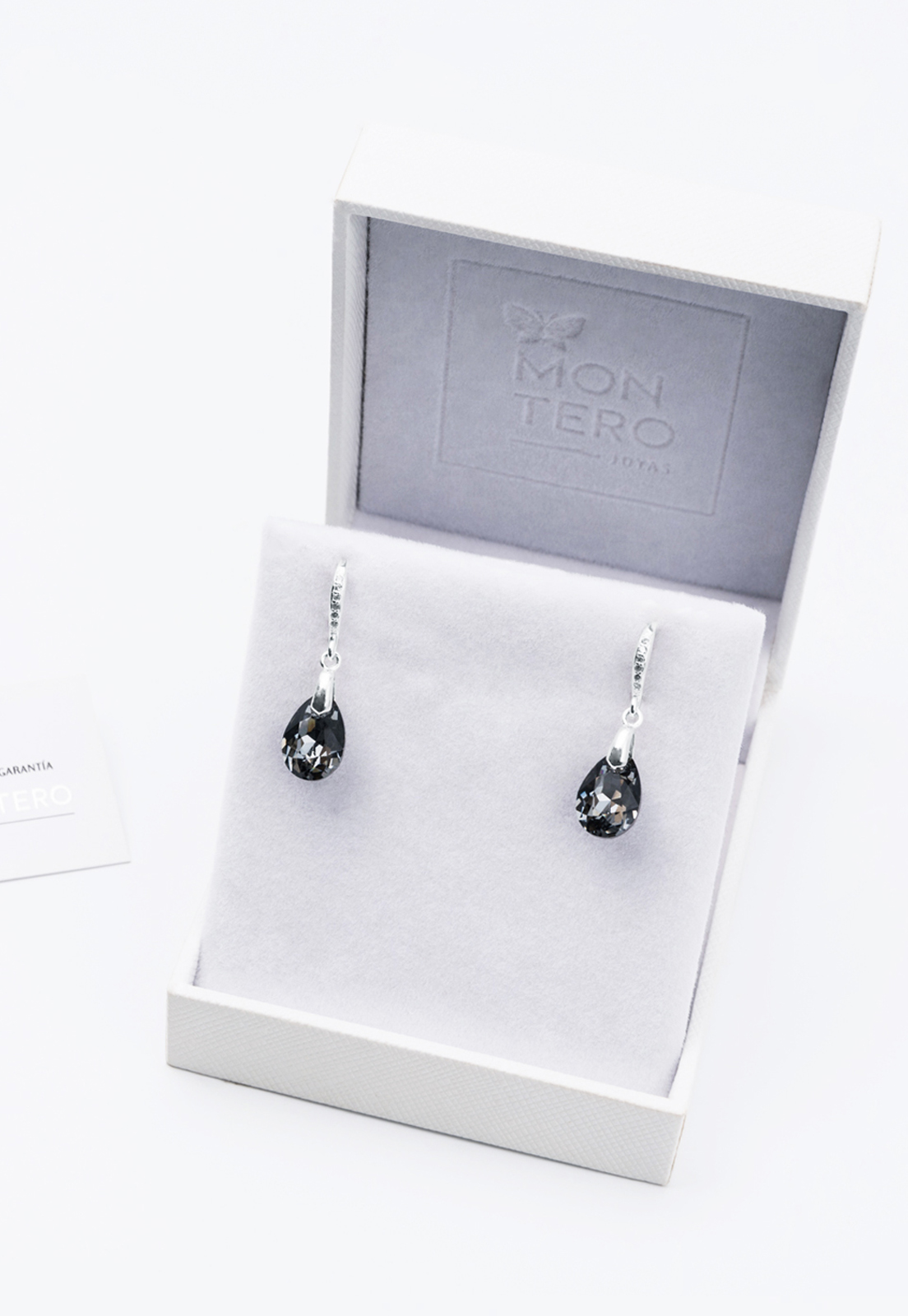 AROS GOTA DE LUZ PLATA ITALIANA 925 Y CRISTALES GENUINOS SILVER NIGHT JOYAS MONTERO - 3