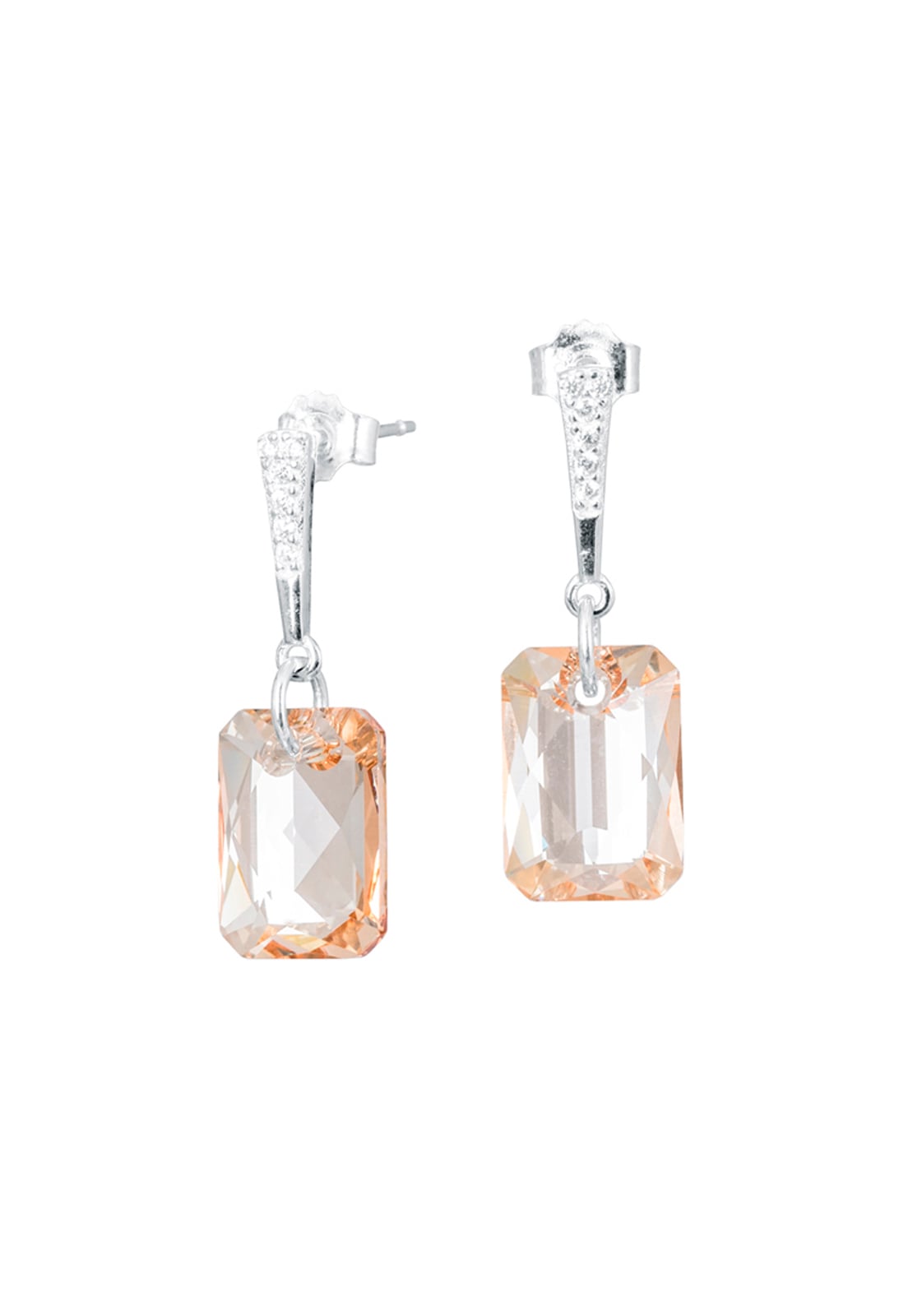 AROS ESTEFANIA PLATA ITALIANA 925 Y CRISTALES GENUINOS GOLDEN SHADOW JOYAS MONTERO - 1