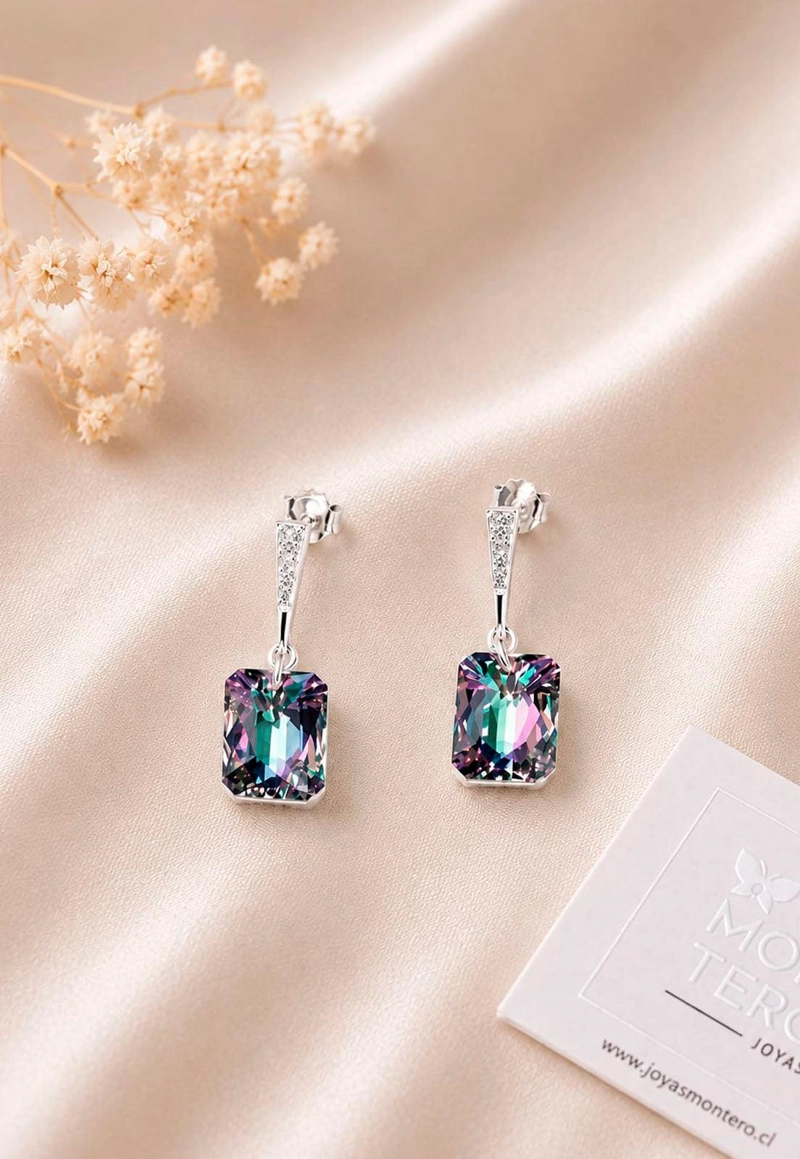 AROS ESTEFANIA PLATA 925 CRISTAL SWAROVSKI® VITRAL LIGHT - 3