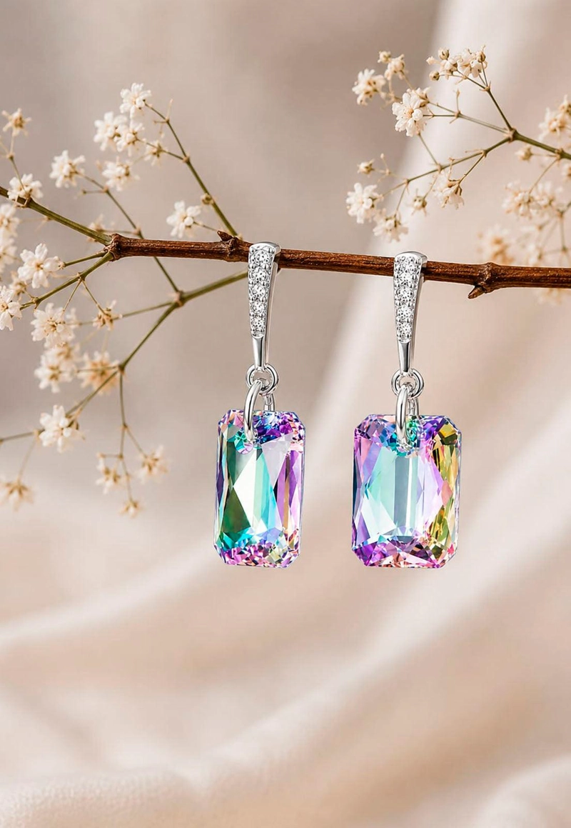 AROS ESTEFANIA PLATA 925 CRISTAL SWAROVSKI® VITRAL LIGHT - 5