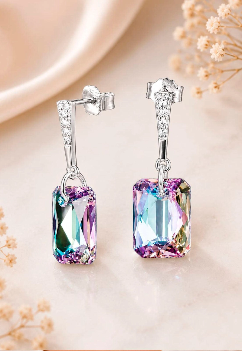 AROS ESTEFANIA PLATA 925 CRISTAL SWAROVSKI® VITRAL LIGHT - 7