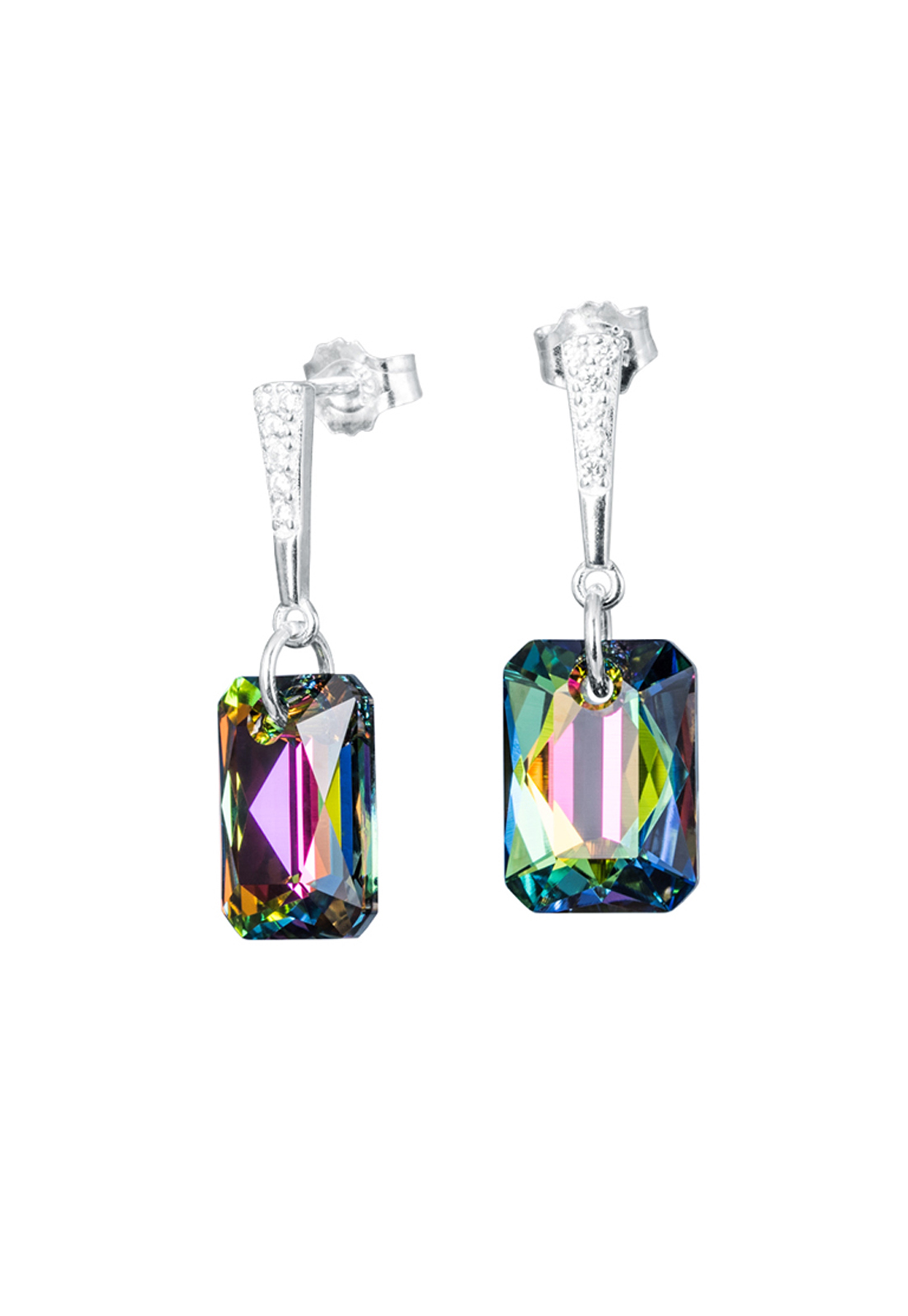 AROS ESTEFANIA PLATA ITALIANA 925 Y CRISTALES GENUINOS VITRAL MEDIUM JOYAS MONTERO - 1