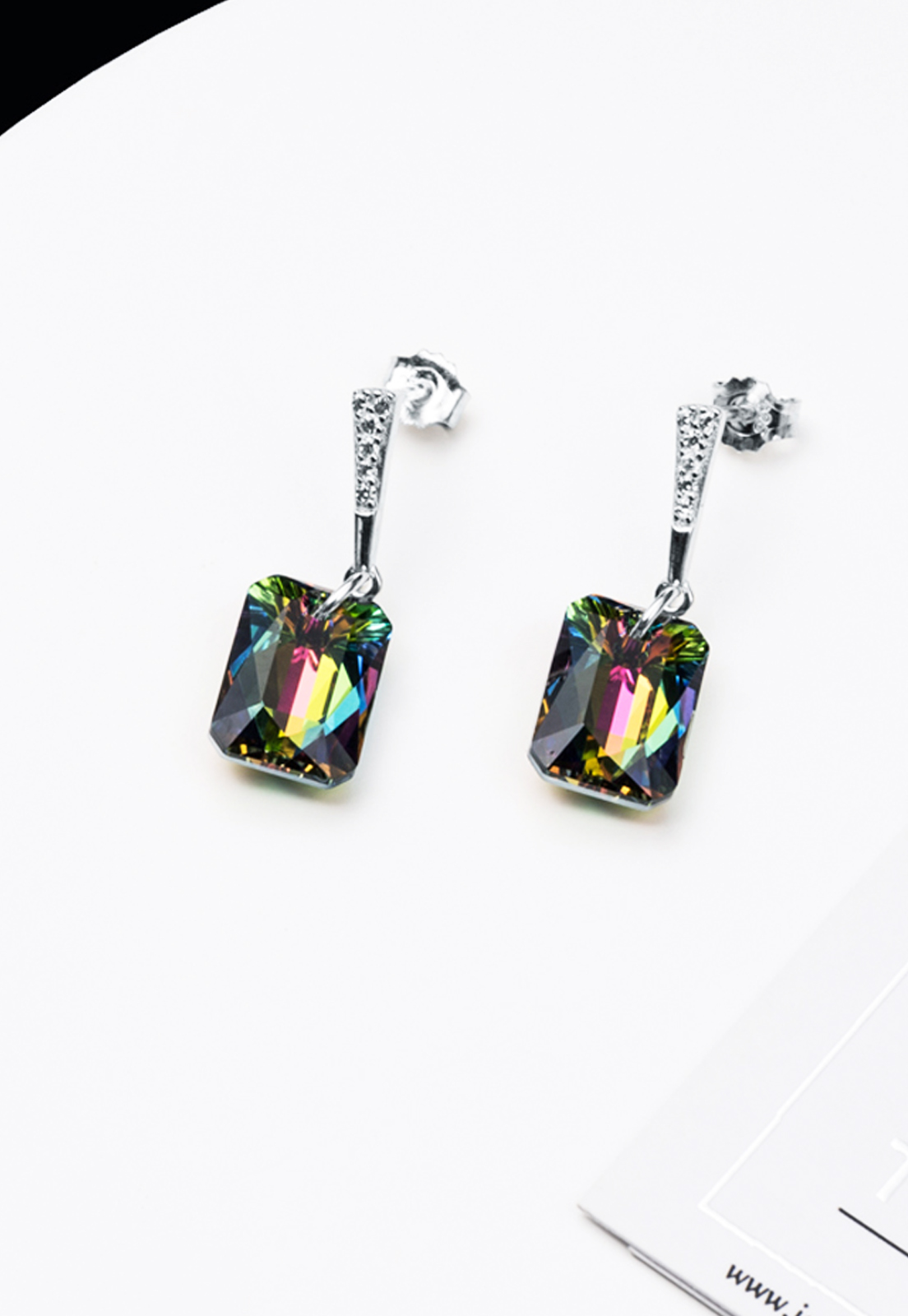 AROS ESTEFANIA PLATA ITALIANA 925 Y CRISTALES GENUINOS VITRAL MEDIUM JOYAS MONTERO - 2