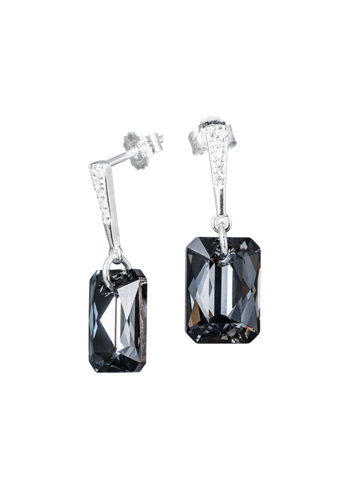 AROS ESTEFANIA PLATA ITALIANA 925 Y CRISTALES GENUINOS SILVER NIGHT JOYAS MONTERO - 1