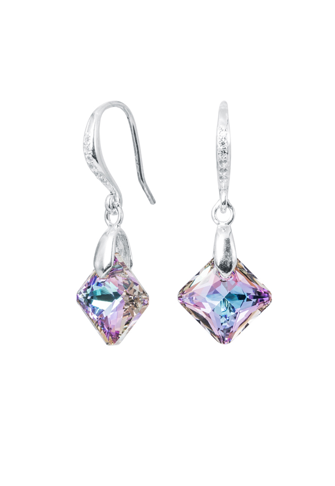 Aros Cristina Plata Italiana 925 y Cristales Genuinos Vitral Light Joyas Montero - 1