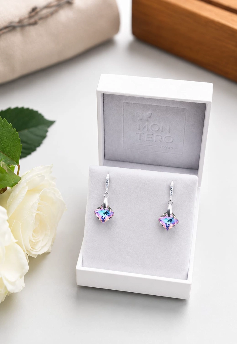 Aros Cristina Plata 925 Cristal SWAROVSKI®  Vitral Light - 3