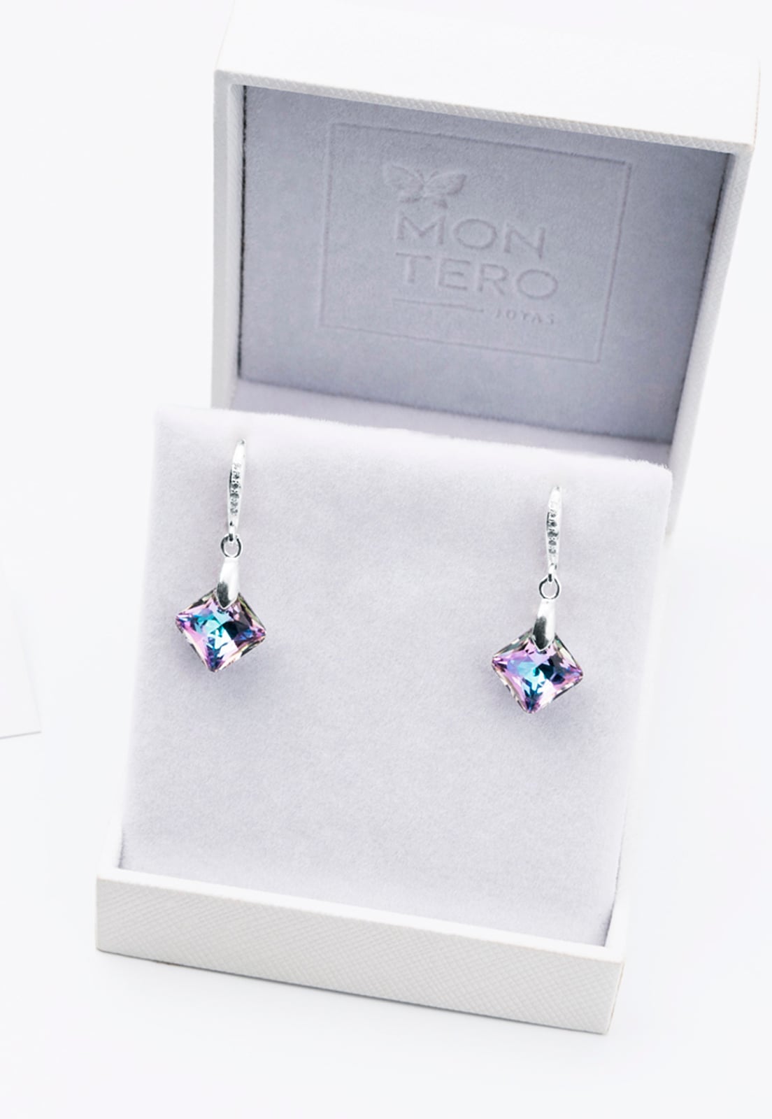 Aros Cristina Plata Italiana 925 y Cristales Genuinos Vitral Light Joyas Montero - 3