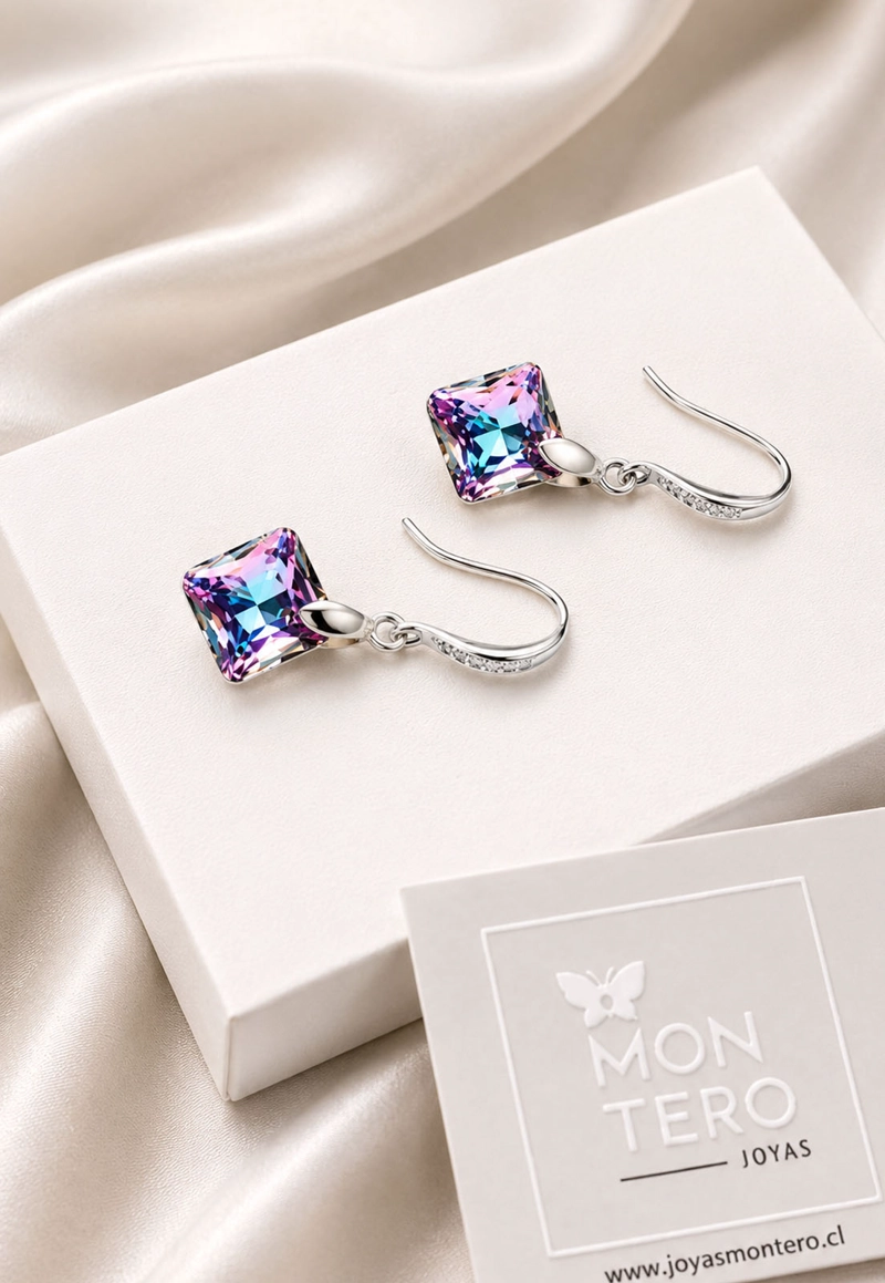 Aros Cristina Plata 925 Cristal SWAROVSKI®  Vitral Light - 4