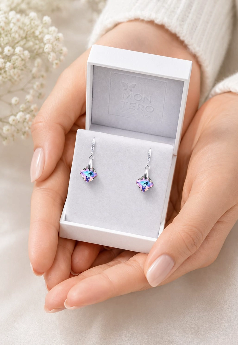 Aros Cristina Plata 925 Cristal SWAROVSKI®  Vitral Light - 5