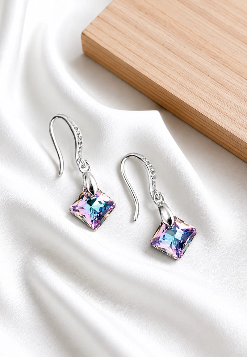 Aros Cristina Plata 925 Cristal SWAROVSKI®  Vitral Light - 6