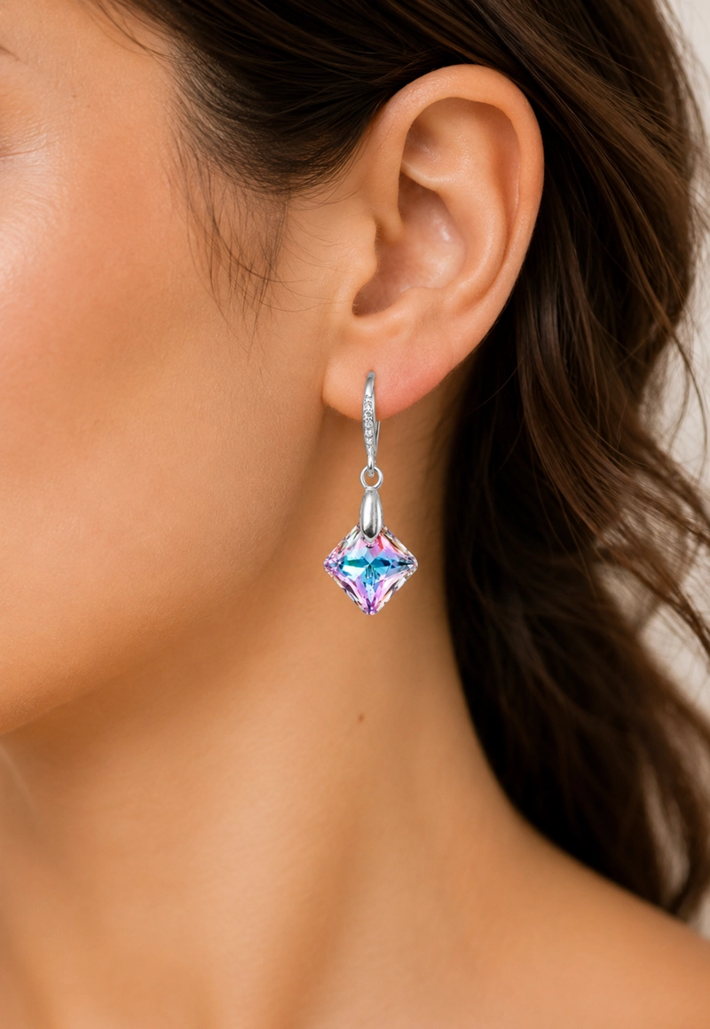 Aros Cristina Plata 925 Cristal SWAROVSKI®  Vitral Light - 8