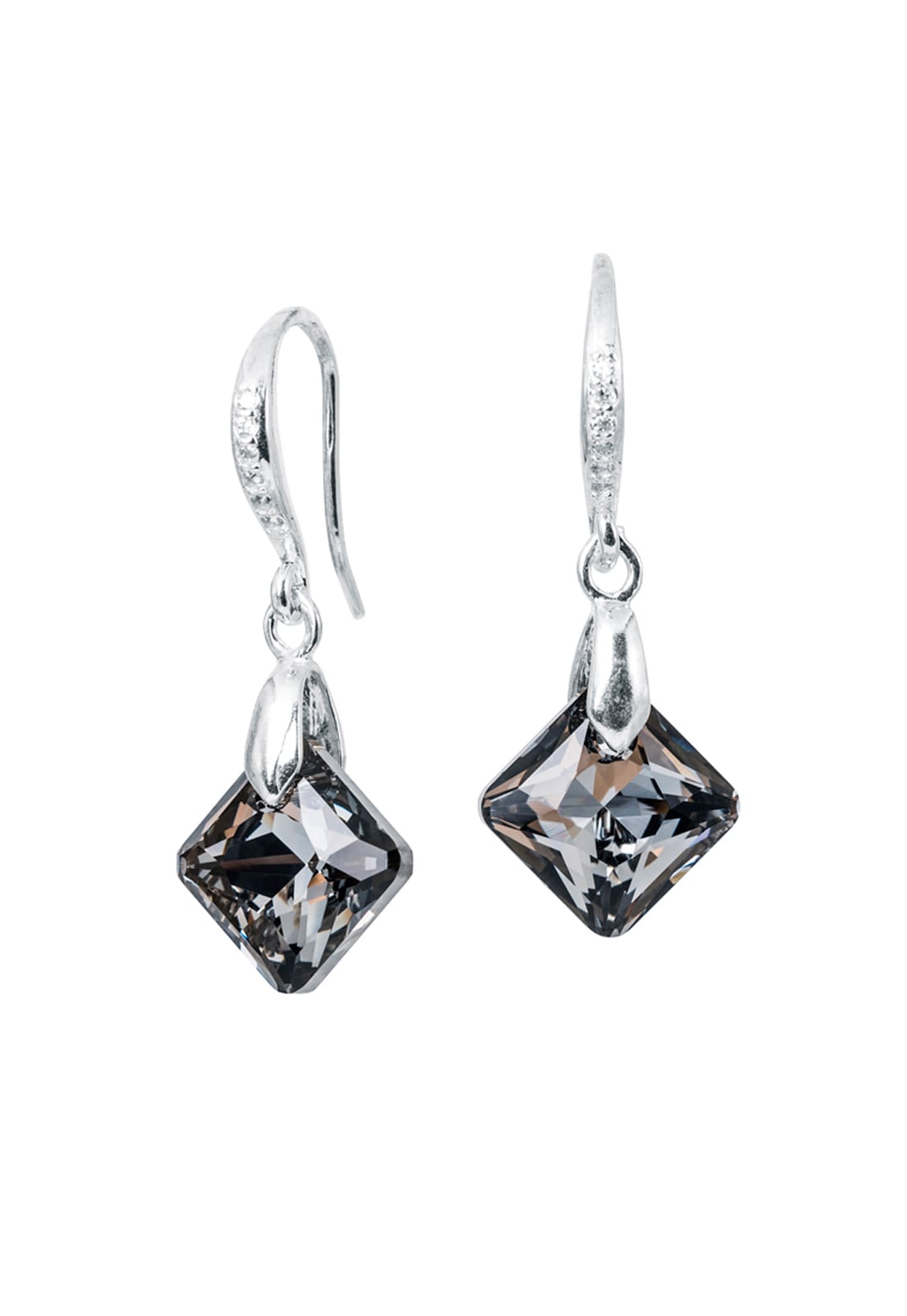 AROS CRISTINA PLATA ITALIANA 925 Y CRISTAL GENUINO SILVER NIGHT JOYAS MONTERO - 1