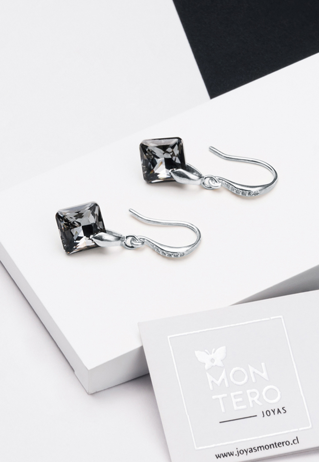 AROS CRISTINA PLATA ITALIANA 925 Y CRISTAL GENUINO SILVER NIGHT JOYAS MONTERO - 2