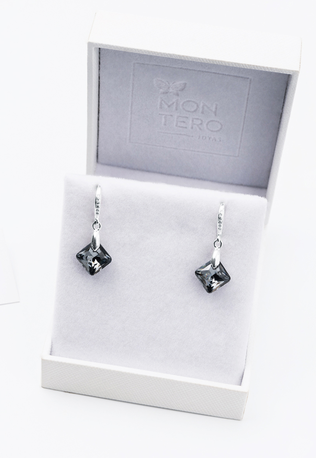 AROS CRISTINA PLATA ITALIANA 925 Y CRISTAL GENUINO SILVER NIGHT JOYAS MONTERO - 3