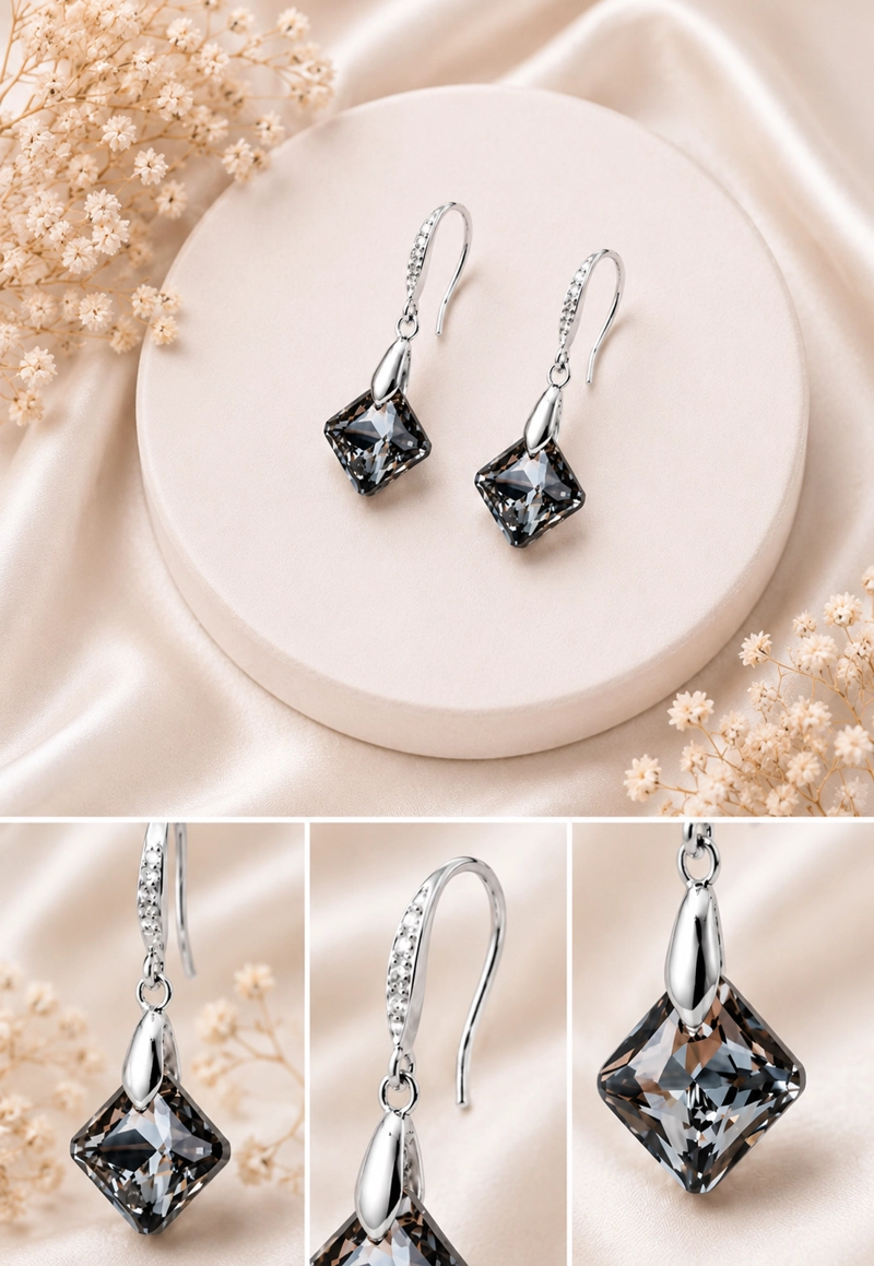 AROS CRISTINA PLATA 925 CRISTAL SWAROVSKI® SILVER NIGHT - 8