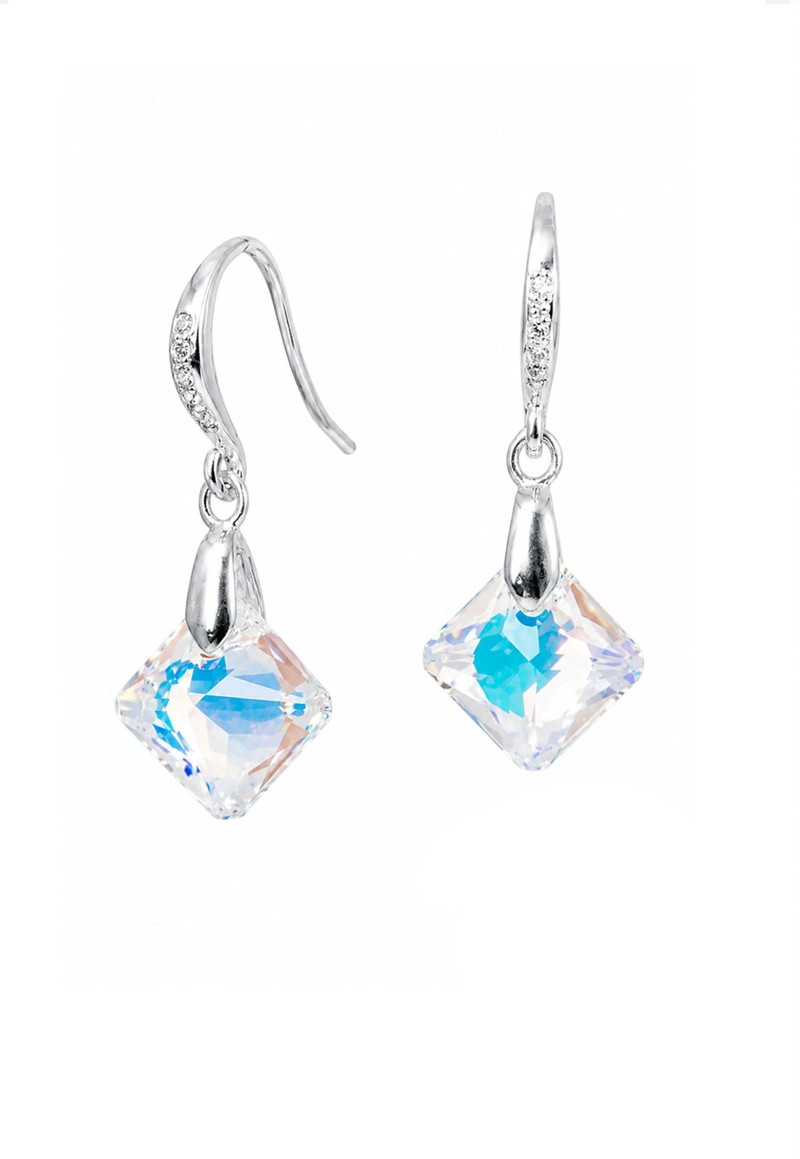 Aros  Cristina Plata 925 Cristal SWAROVSKI® Aurora Boreal - 1