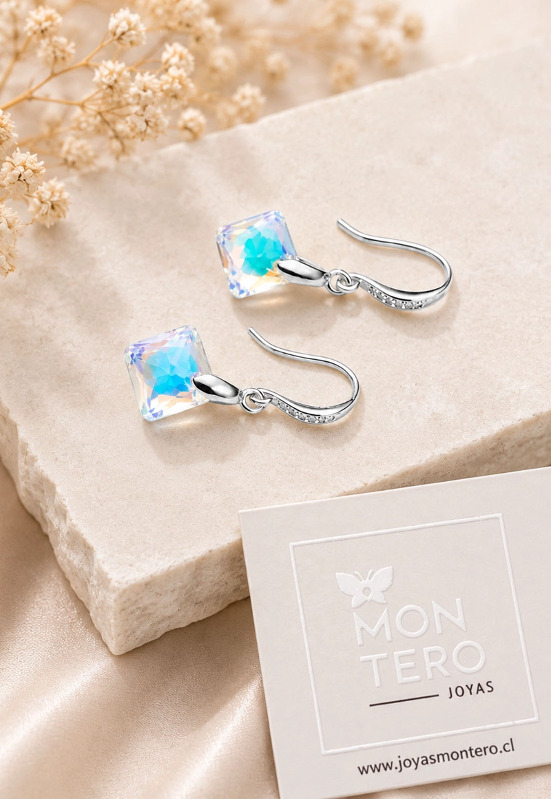 Aros  Cristina Plata 925 Cristal SWAROVSKI® Aurora Boreal - 2