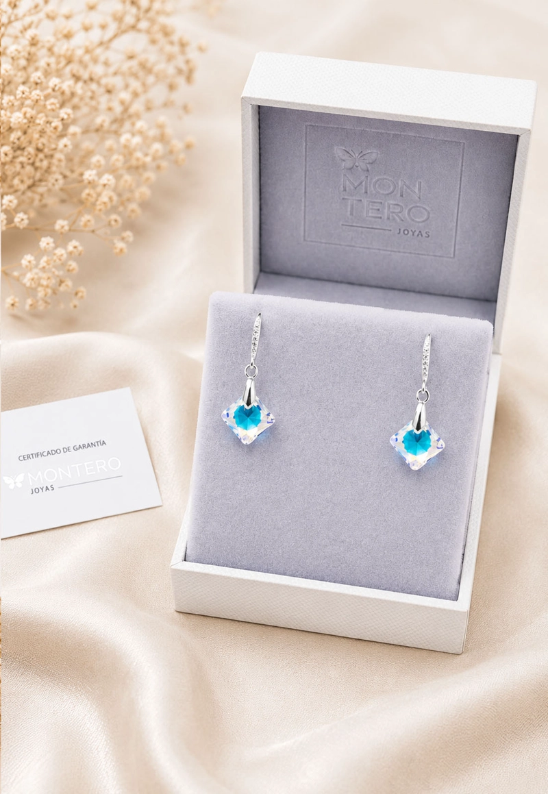 Aros  Cristina Plata 925 Cristal SWAROVSKI® Aurora Boreal - 3