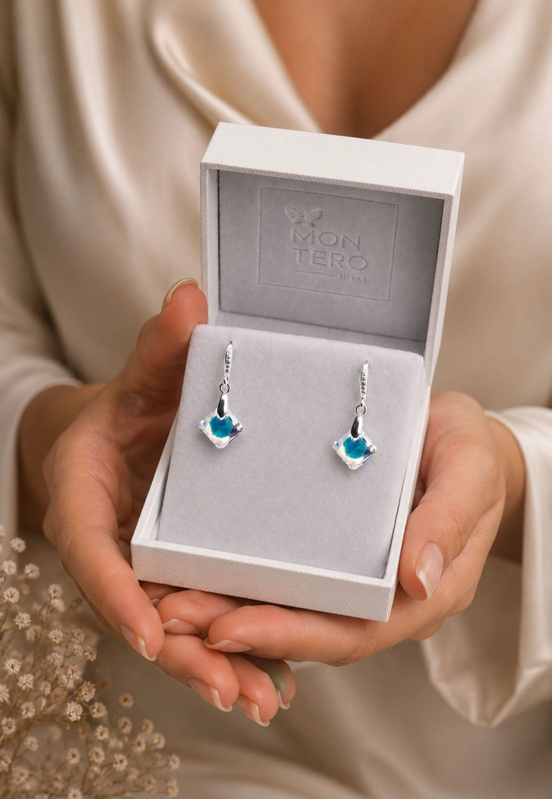 Aros  Cristina Plata 925 Cristal SWAROVSKI® Aurora Boreal - 4