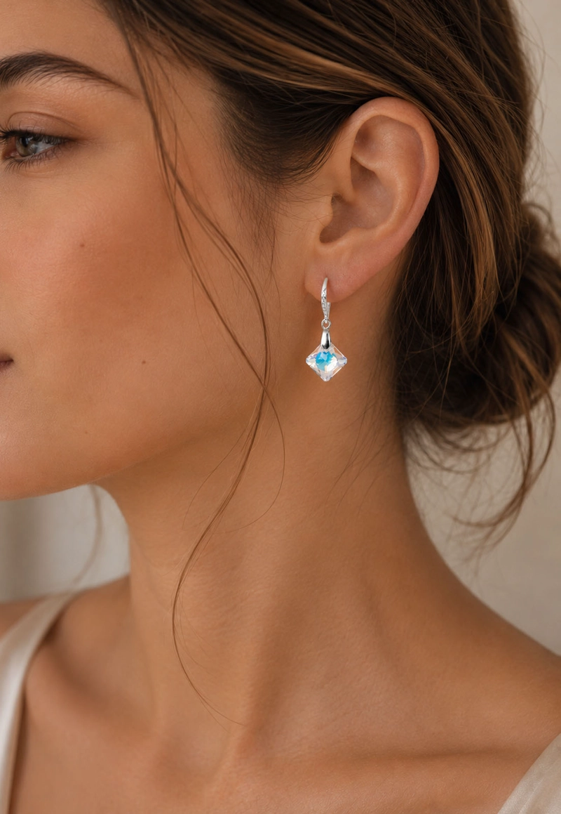 Aros  Cristina Plata 925 Cristal SWAROVSKI® Aurora Boreal - 5