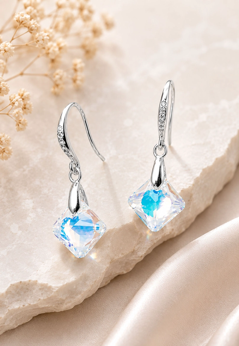Aros  Cristina Plata 925 Cristal SWAROVSKI® Aurora Boreal - 7